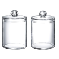 Qtip Dispenser Apothecary Jars Bathroom - Qtip Holder Storage Canister Clear Plastic Acrylic Jar for Cotton Ball,Cotton Swab,